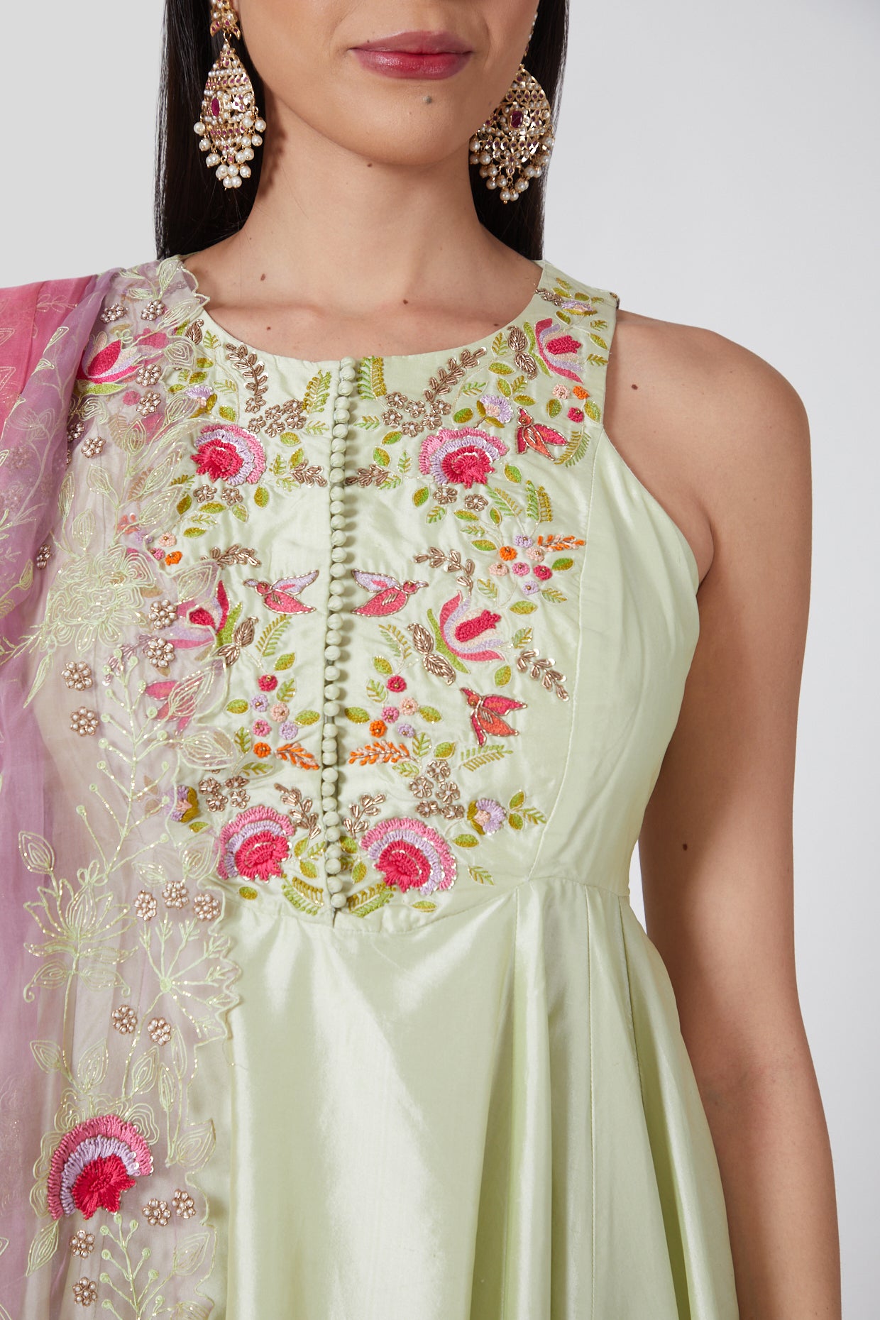 MINT GREEN SHARARA SET - Tranquile by priyanka Jain