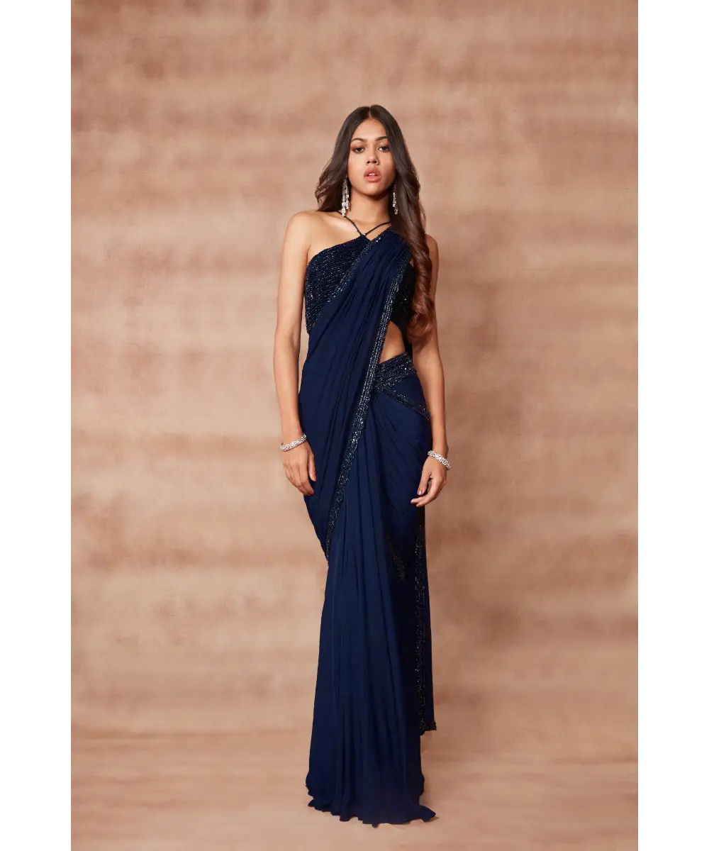 PRITIKA VORA - Mid night blue draped saree