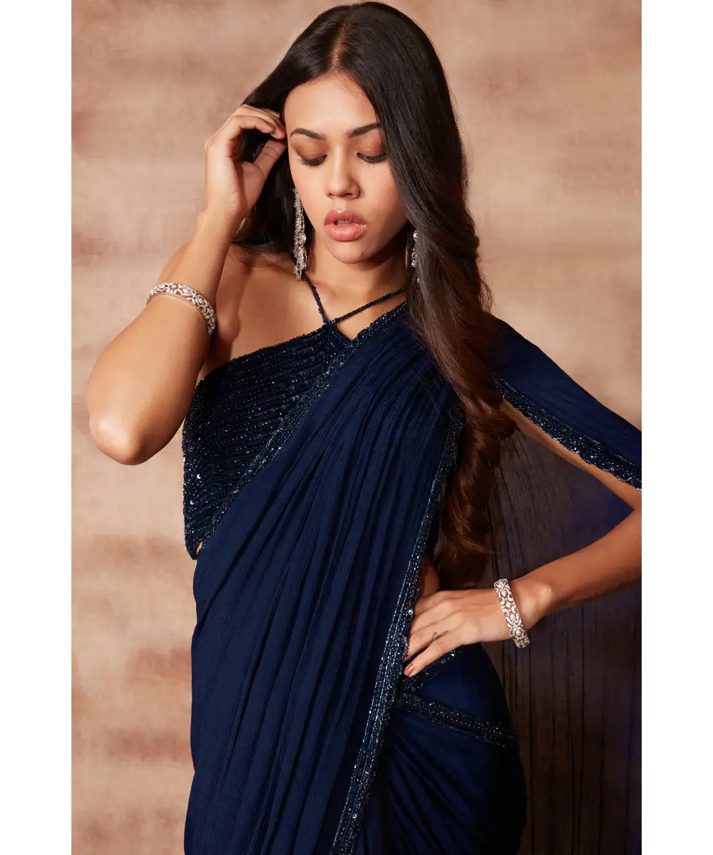 PRITIKA VORA - Mid night blue draped saree