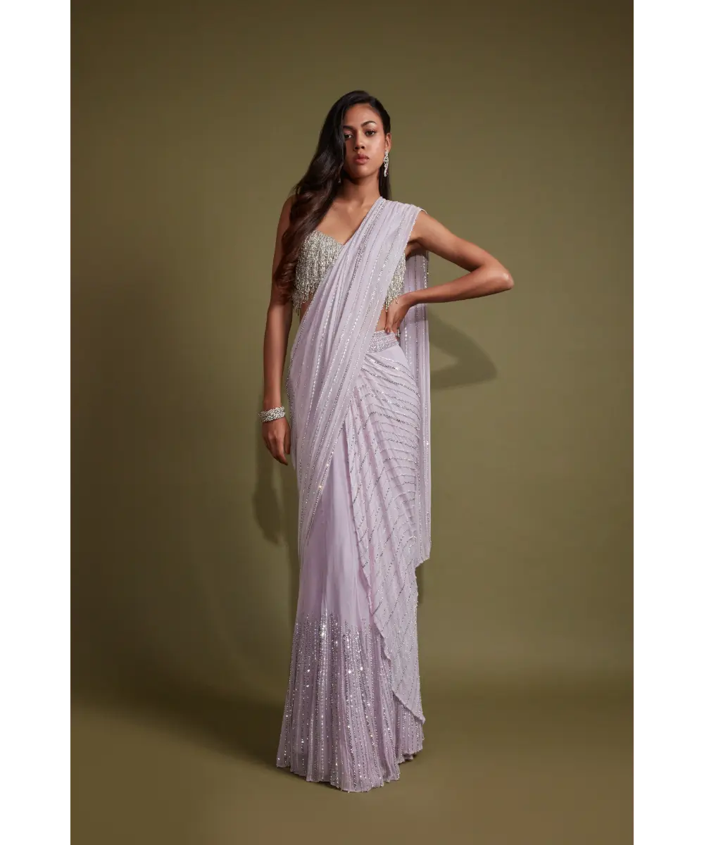 PRITIKA VORA - Light Lilac embroidered saree
