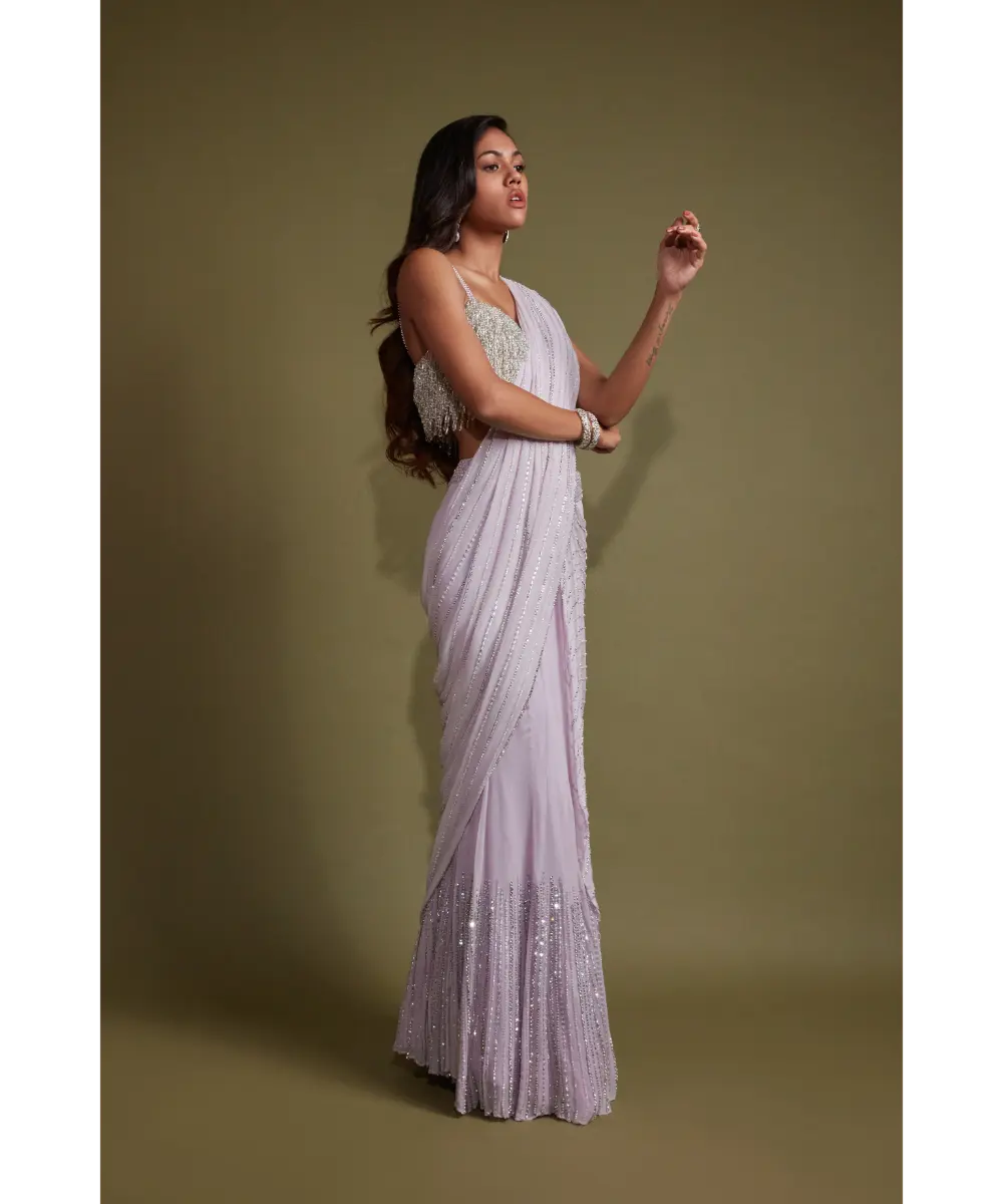 PRITIKA VORA - Light Lilac embroidered saree