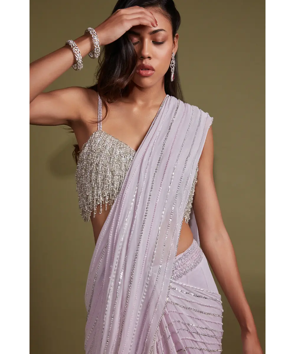 PRITIKA VORA - Light Lilac embroidered saree