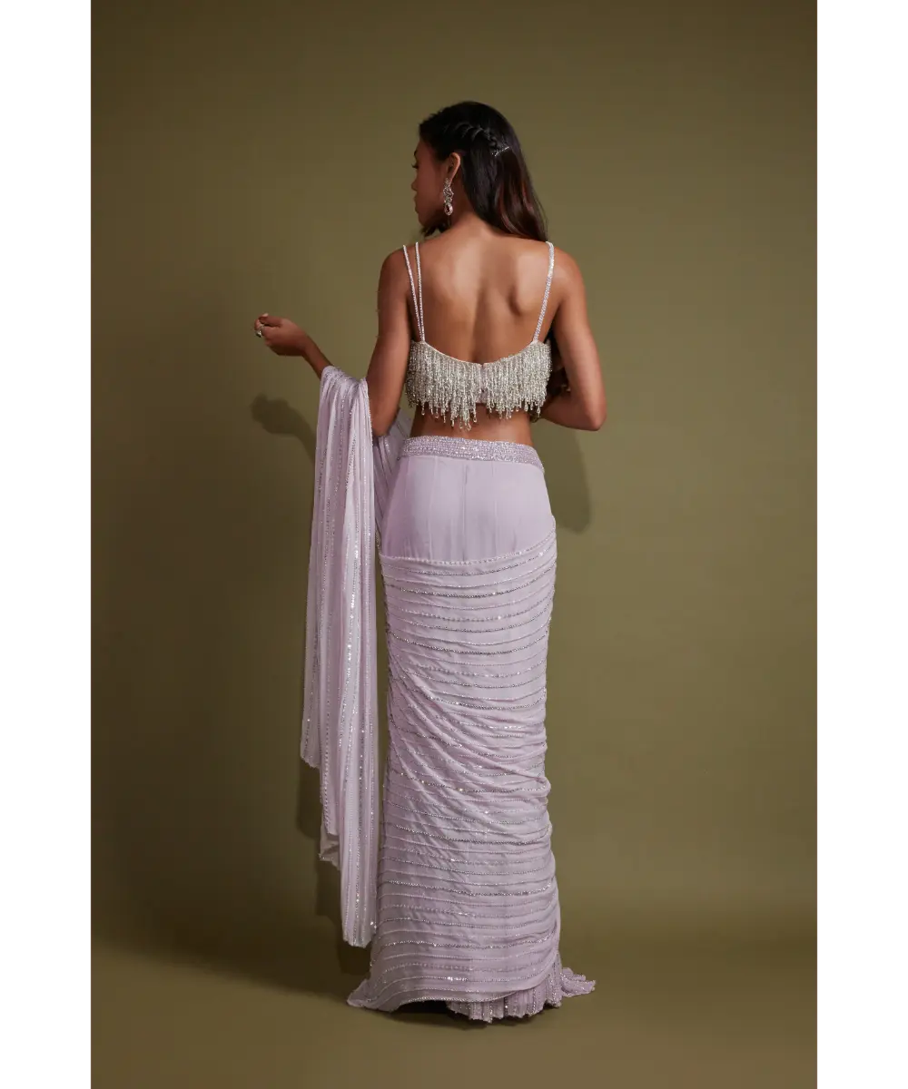 PRITIKA VORA - Light Lilac embroidered saree