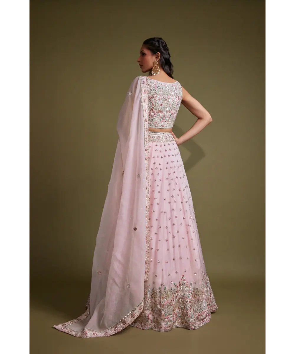 PRITIKA VORA - Baby Pink pearl work lehenga set