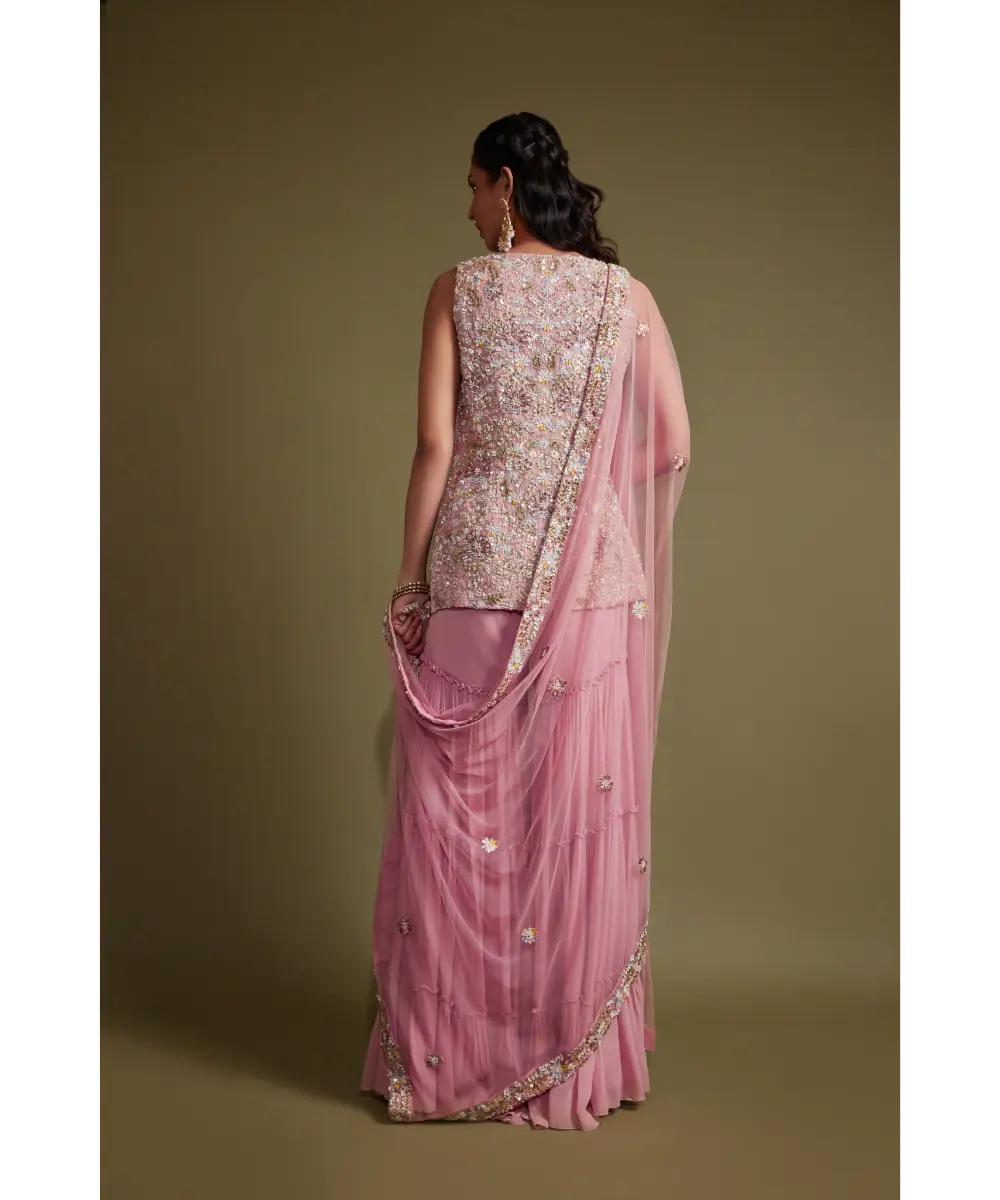 PRITIKA VORA - Onion Pink mutli coloured sharara set
