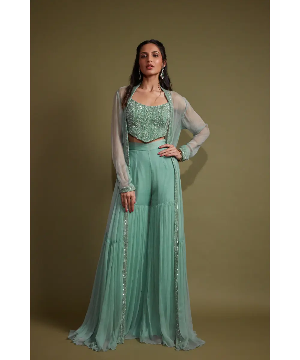 PRITIKA VORA - Teal corset co-ord set