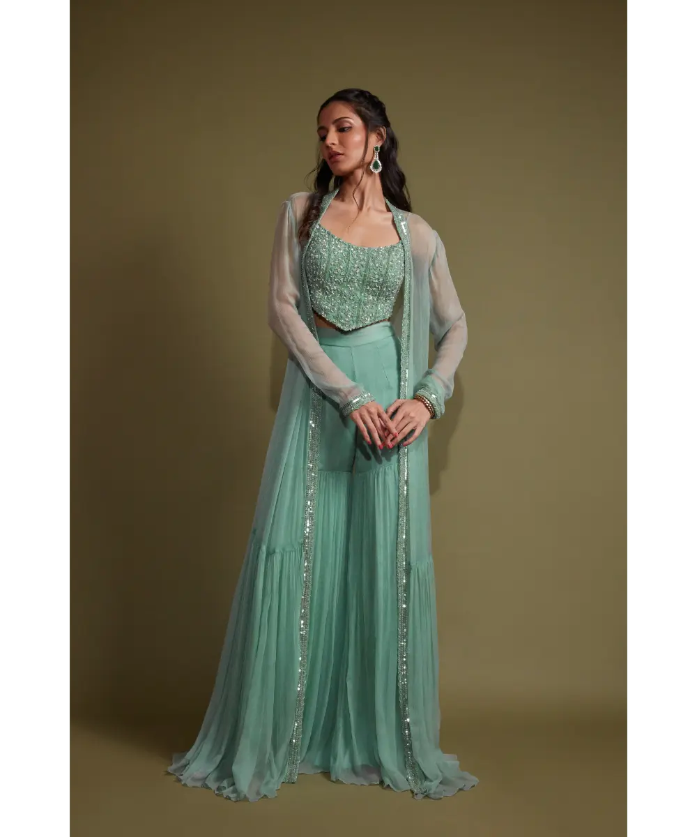 PRITIKA VORA - Teal corset co-ord set