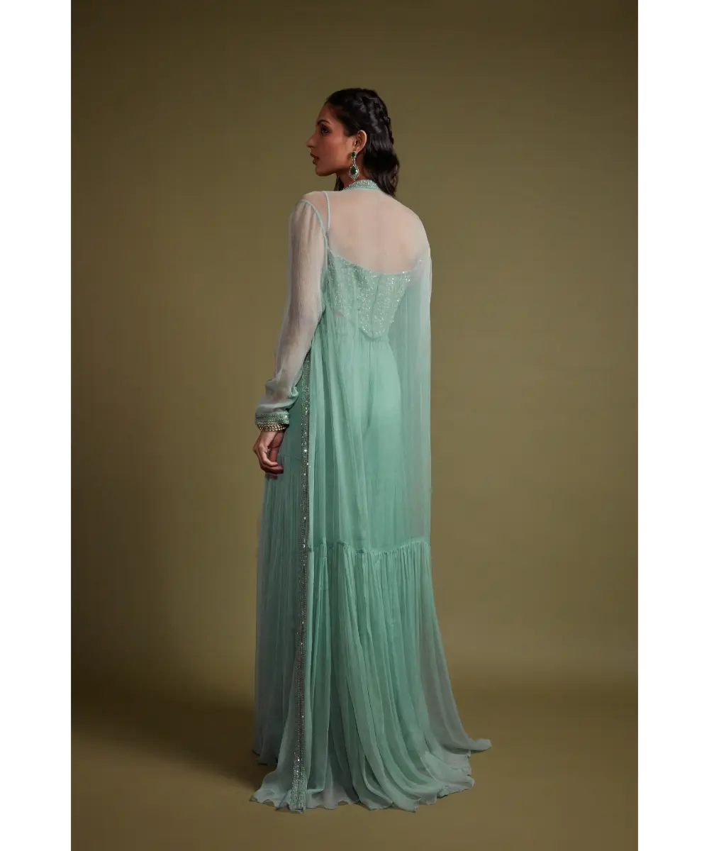 PRITIKA VORA - Teal corset co-ord set