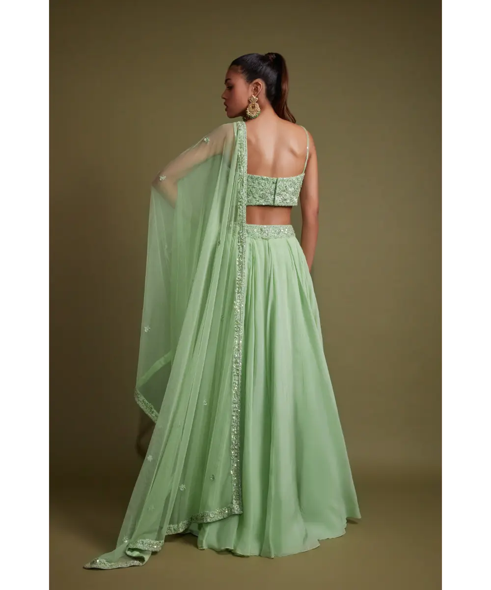 PRITIKA VORA - Pista green corset lehenga set