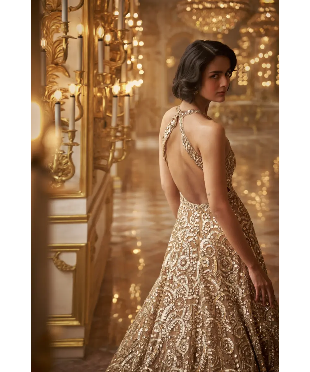 SEEMA GUJRAL- Gold Sequin Gown