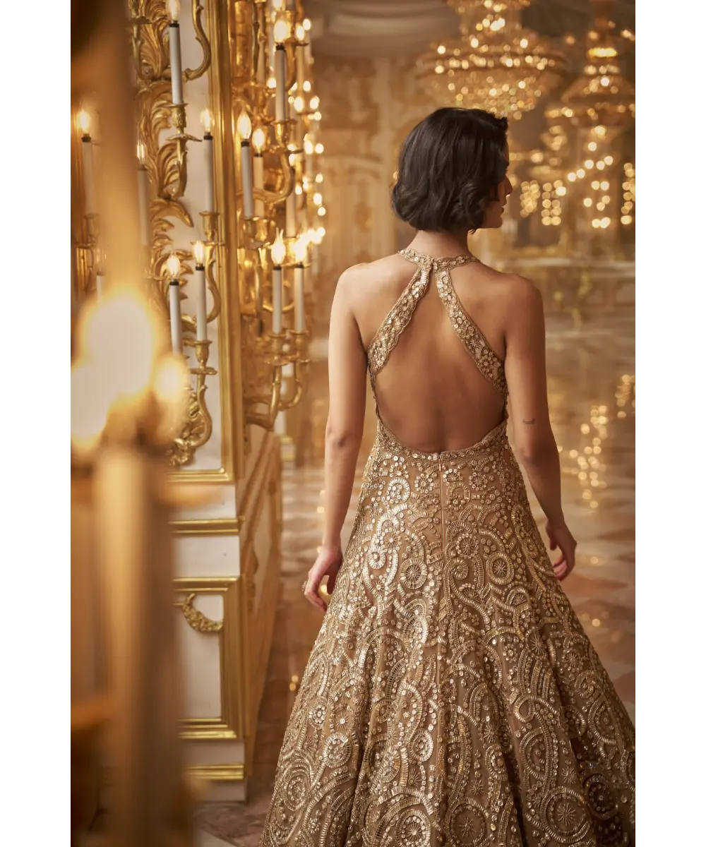 SEEMA GUJRAL- Gold Sequin Gown