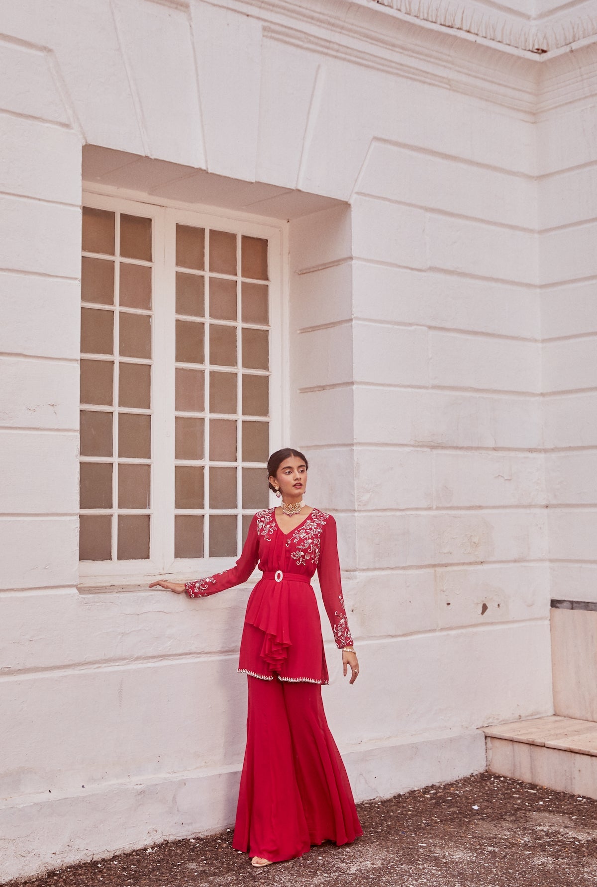 Sanya Gulati - Fuchsia Kurta With Flared Palazzo Set from Fizah