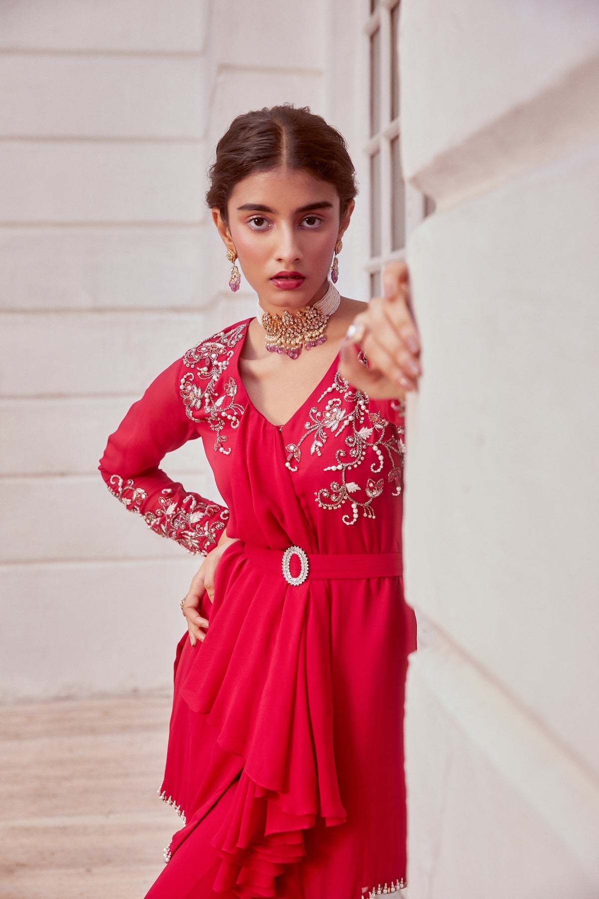 Sanya Gulati - Fuchsia Kurta With Flared Palazzo Set from Fizah
