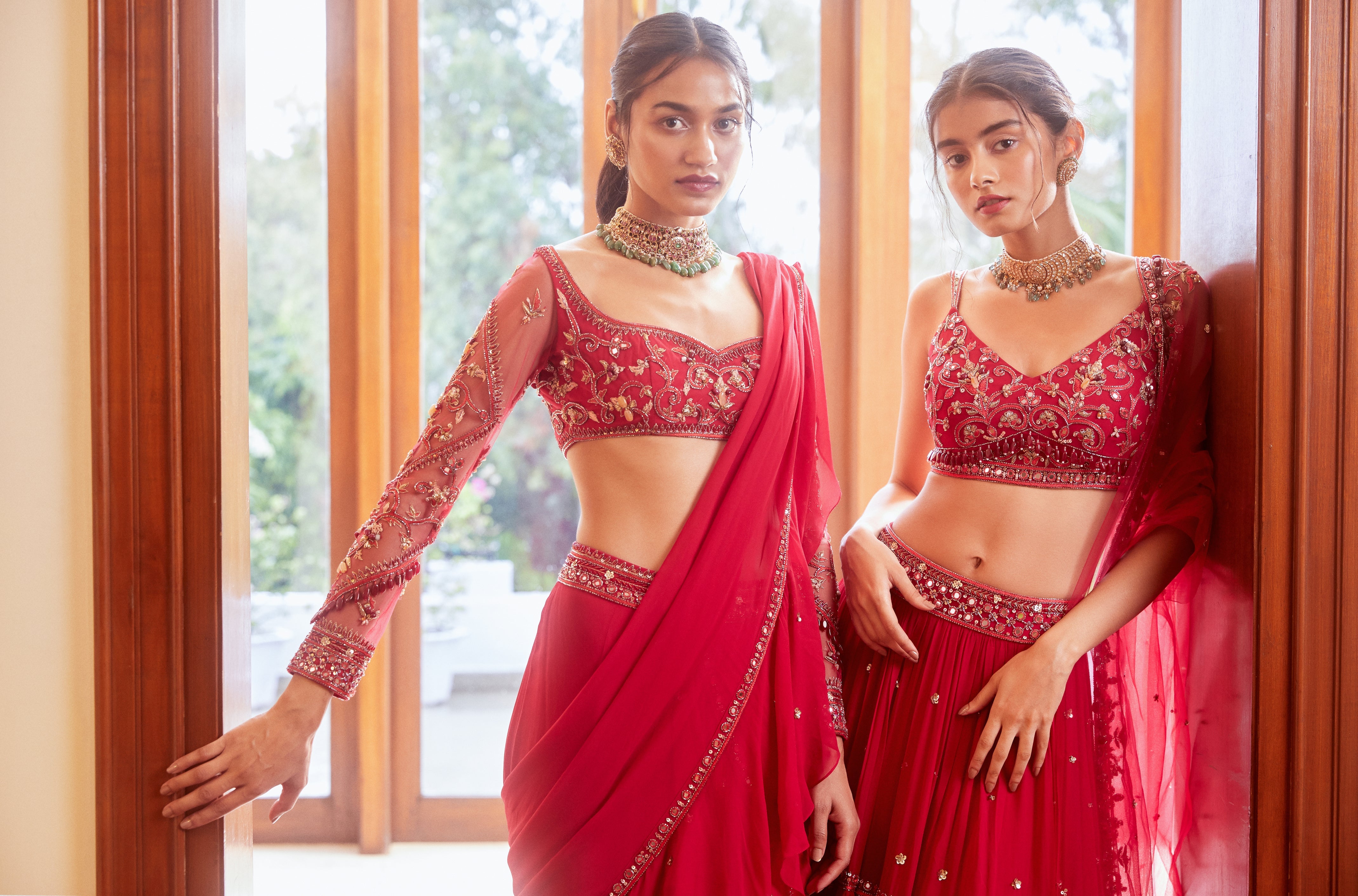 Sanya Gulati - Fuchsia Three Tiered Lehenga with Blouse and Dupatta Set from Fizah