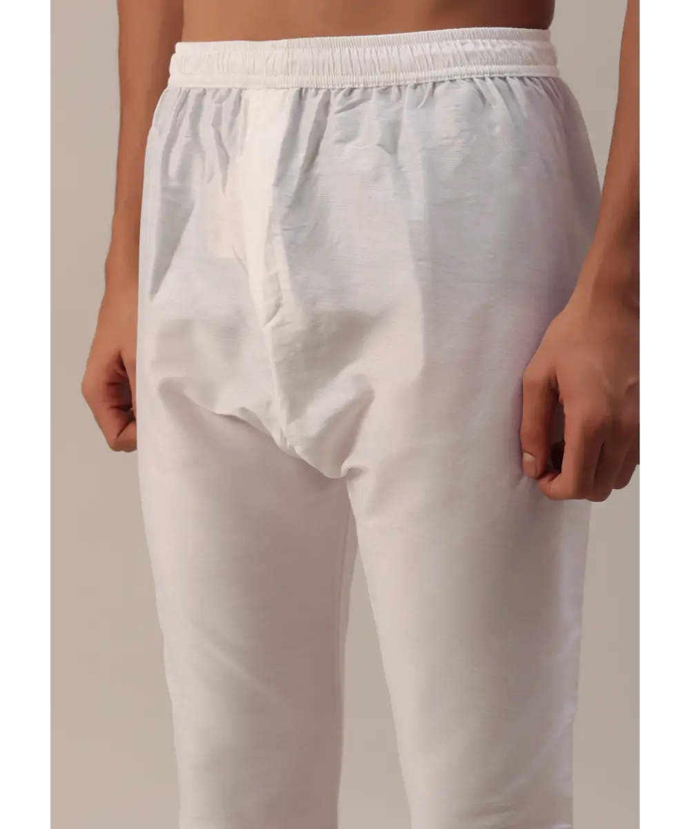 KALKI - Ivory White Machine Embroidered Sherwani Set In Silk