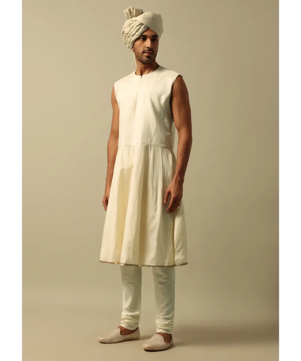 KALKI - Luxurious White Raw Silk Sherwani