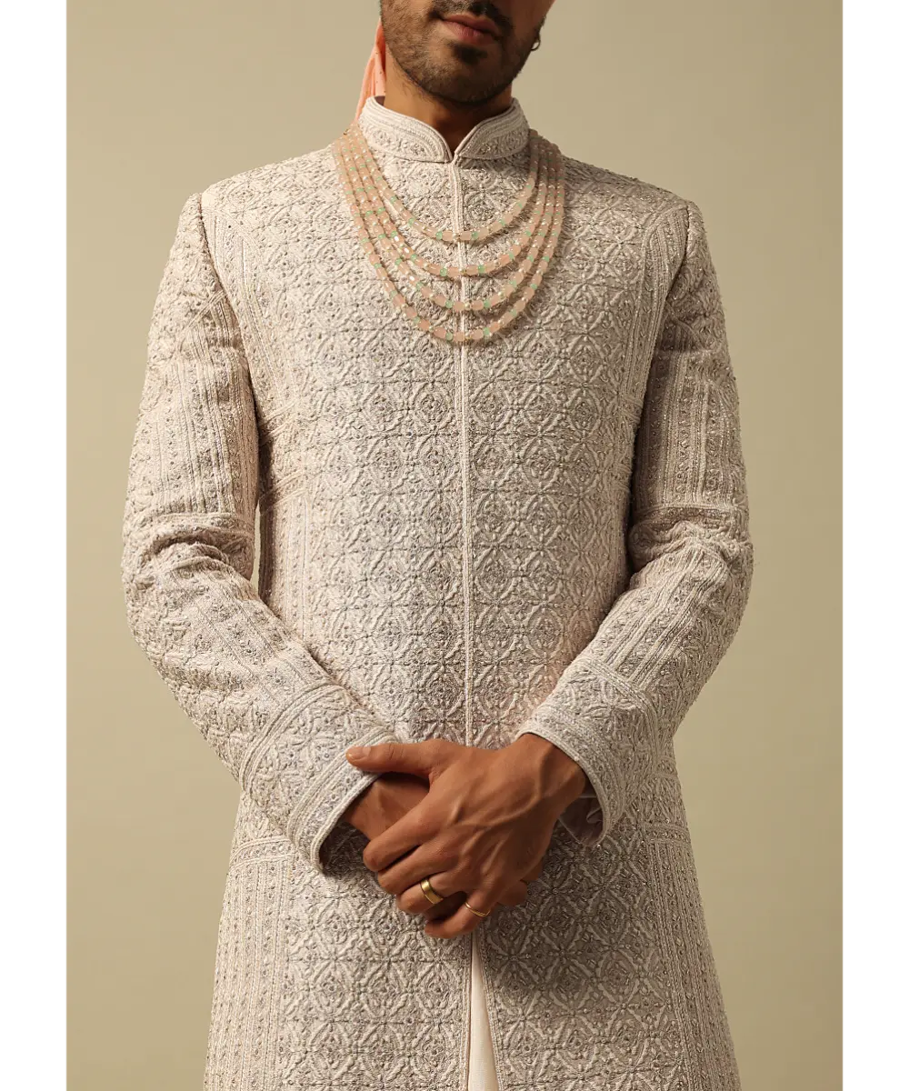 KALKI - Timeless Peach Raw Silk Sherwani