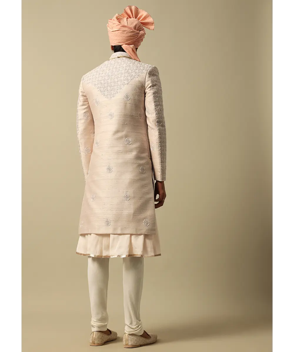 KALKI - Timeless Peach Raw Silk Sherwani