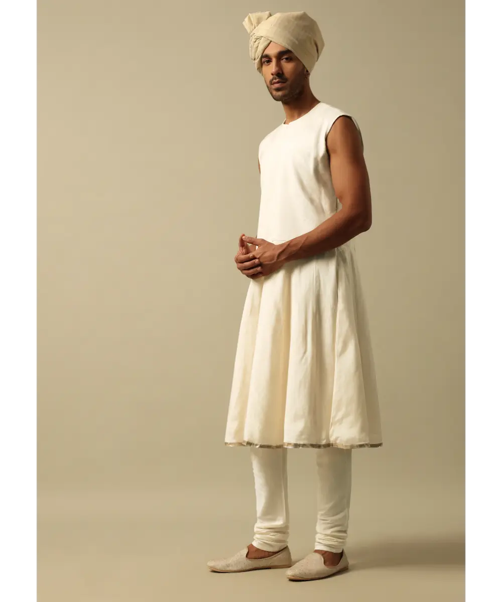 KALKI - Timeless Beige Banarasi Silk Sherwani