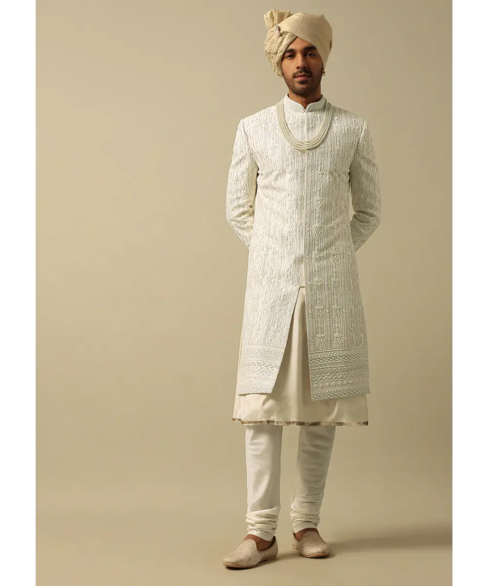 KALKI - White Sherwani with Exquisite Heavy Embroidery