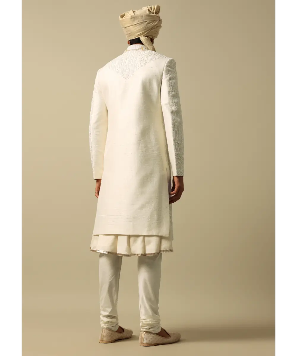 KALKI - White Sherwani with Exquisite Heavy Embroidery