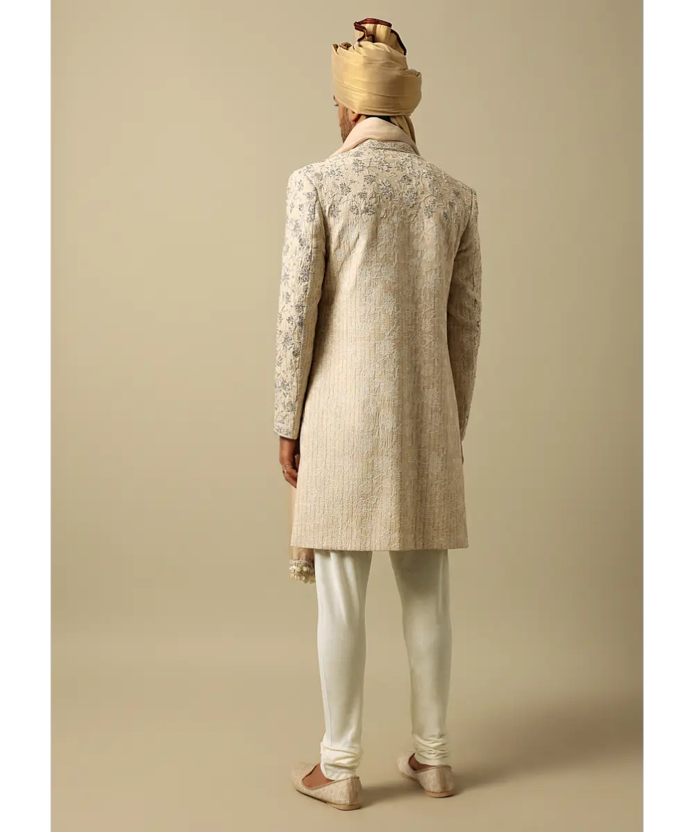 KALKI - Luxurious Beige Silk Sherwani