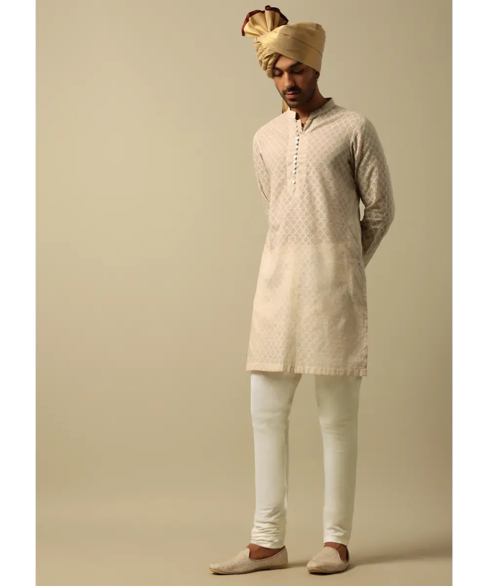 KALKI - Luxurious Beige Silk Sherwani