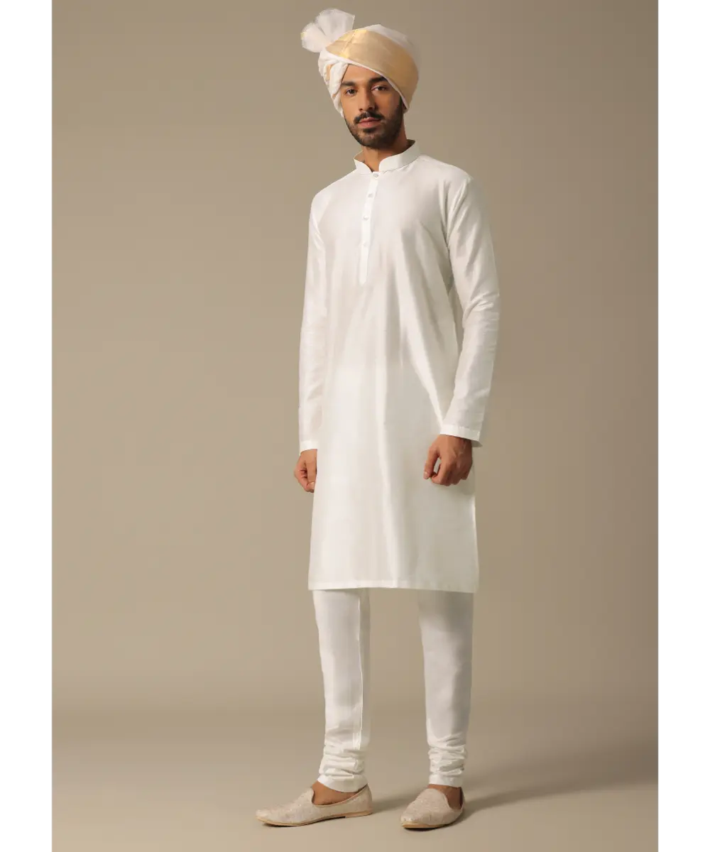 KALKI - Opulent White Silk Sherwani Set