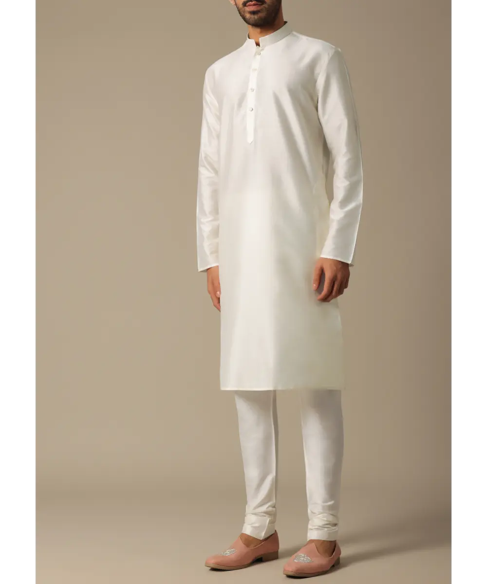 KALKI - Exquisite White Silk Sherwani Set
