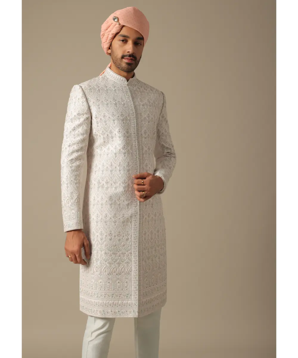 KALKI - Regal Pink Grooms Sherwani Set