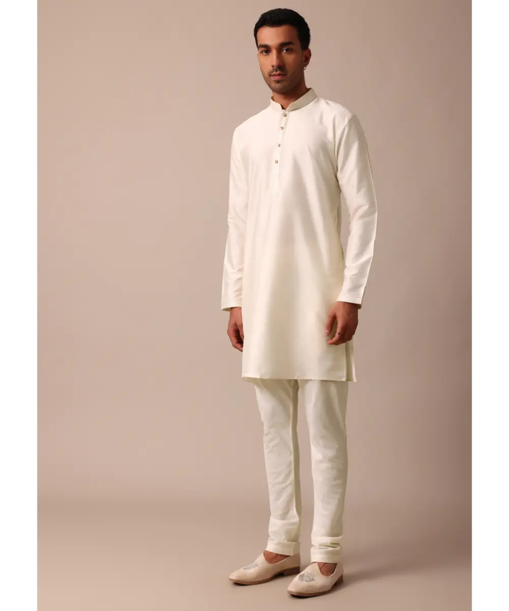 KALKI - Classic Beige Banarasi Silk Sherwani Set