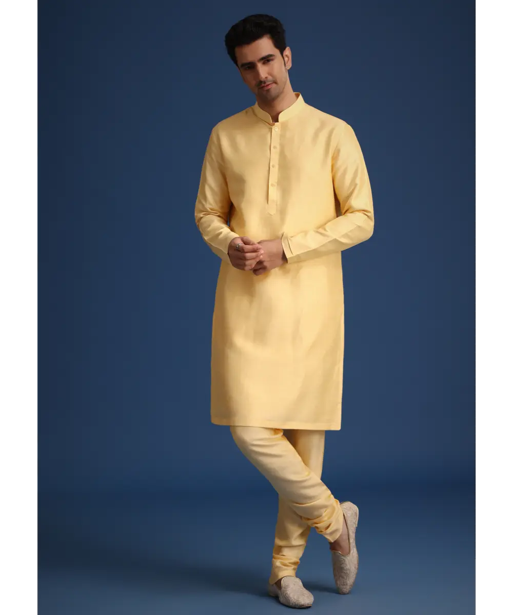 KALKI - Gold Silk Embroidered Sherwani Set With Dupatta