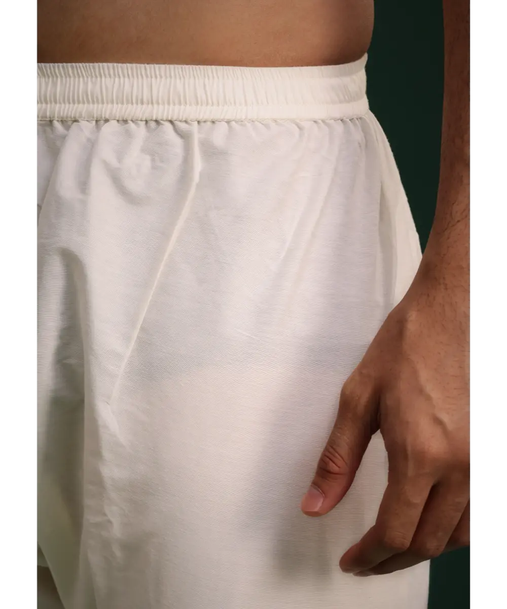 KALKI - Light Gold Silk Sherwani Set With Kamarbandh And Mala