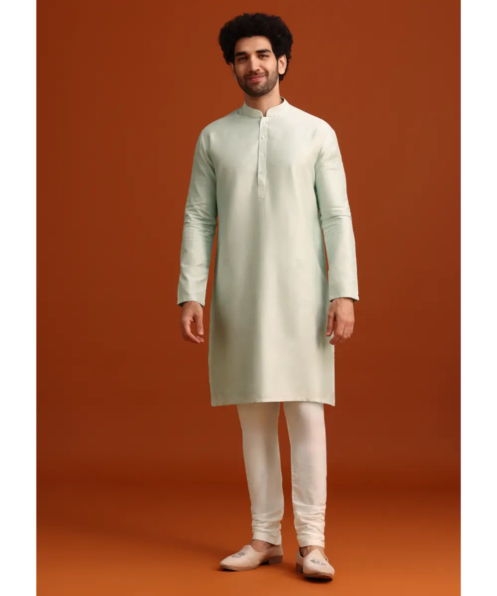 KALKI - Mint Green Silk Sherwani Set With Sequin Work