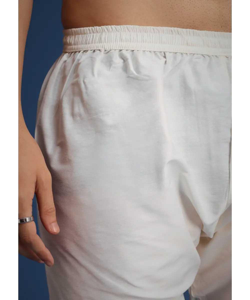 KALKI - Beige Silk Sherwani Set With Mala And Dupatta