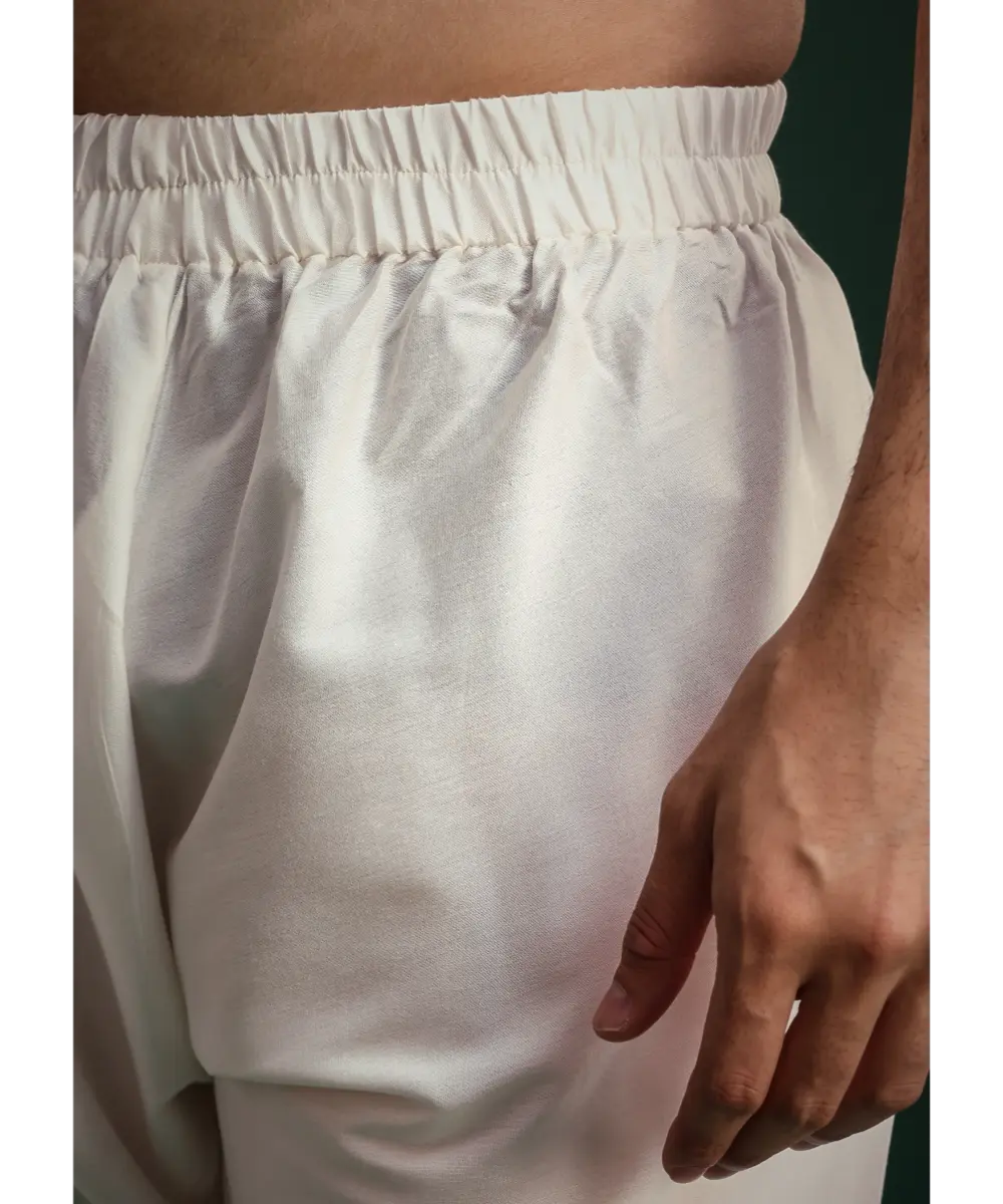 KALKI - Off White Zari Embroidered Sherwani Set With Mala And Dupatta