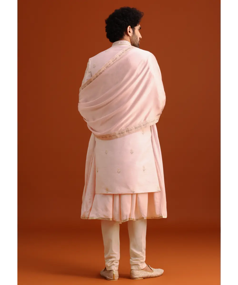 KALKI - Pink Silk Embroidered Sherwani Set With Dupatta