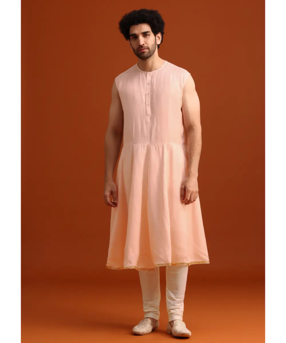 KALKI - Pink Silk Embroidered Sherwani Set With Dupatta