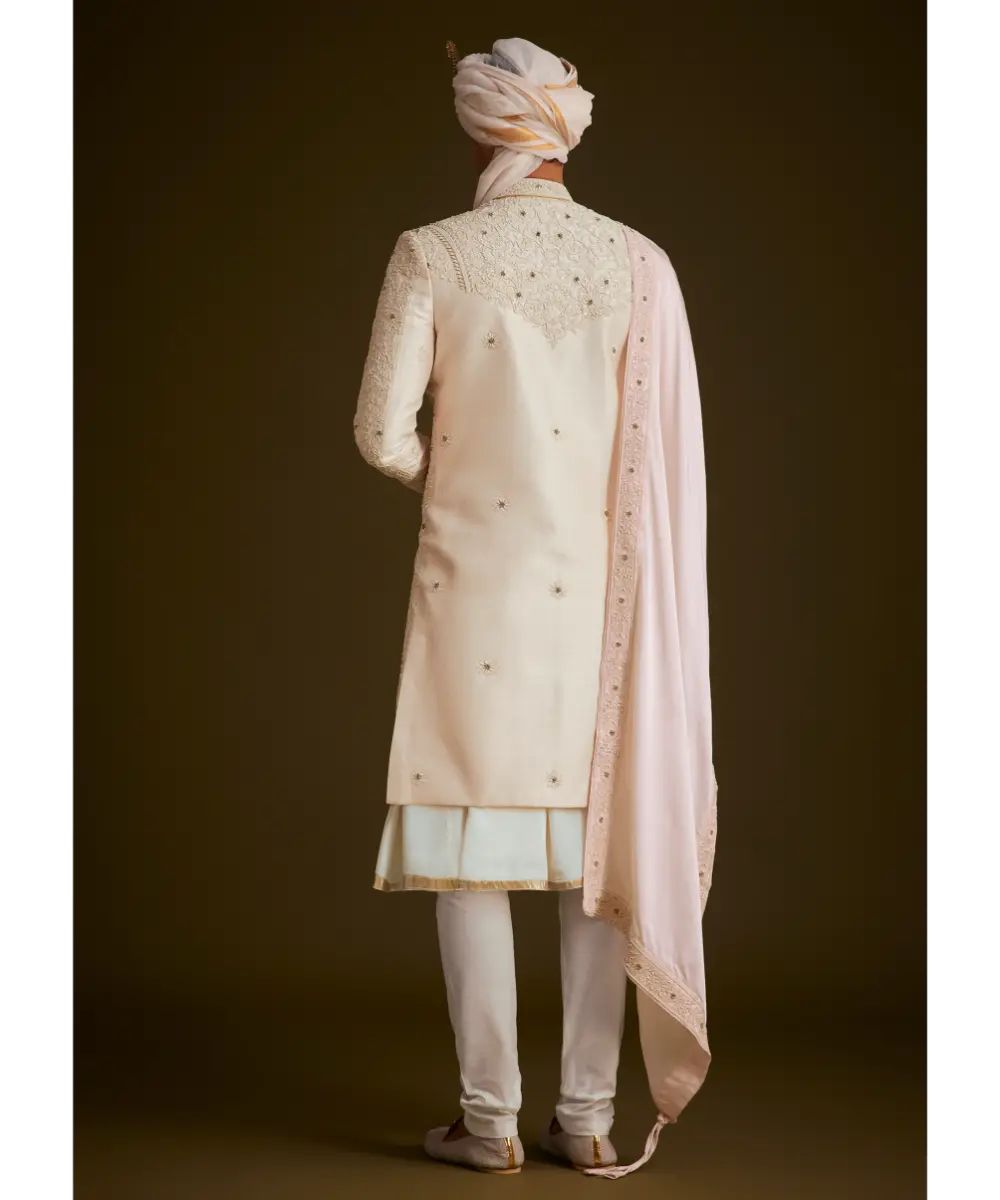 KALKI - Ivory Zardozi Embroidered Sherwani With Matching Dupatta