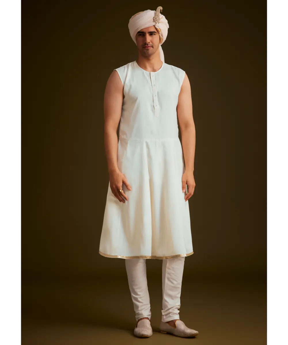 KALKI - Ivory Zardozi Embroidered Sherwani With Matching Dupatta