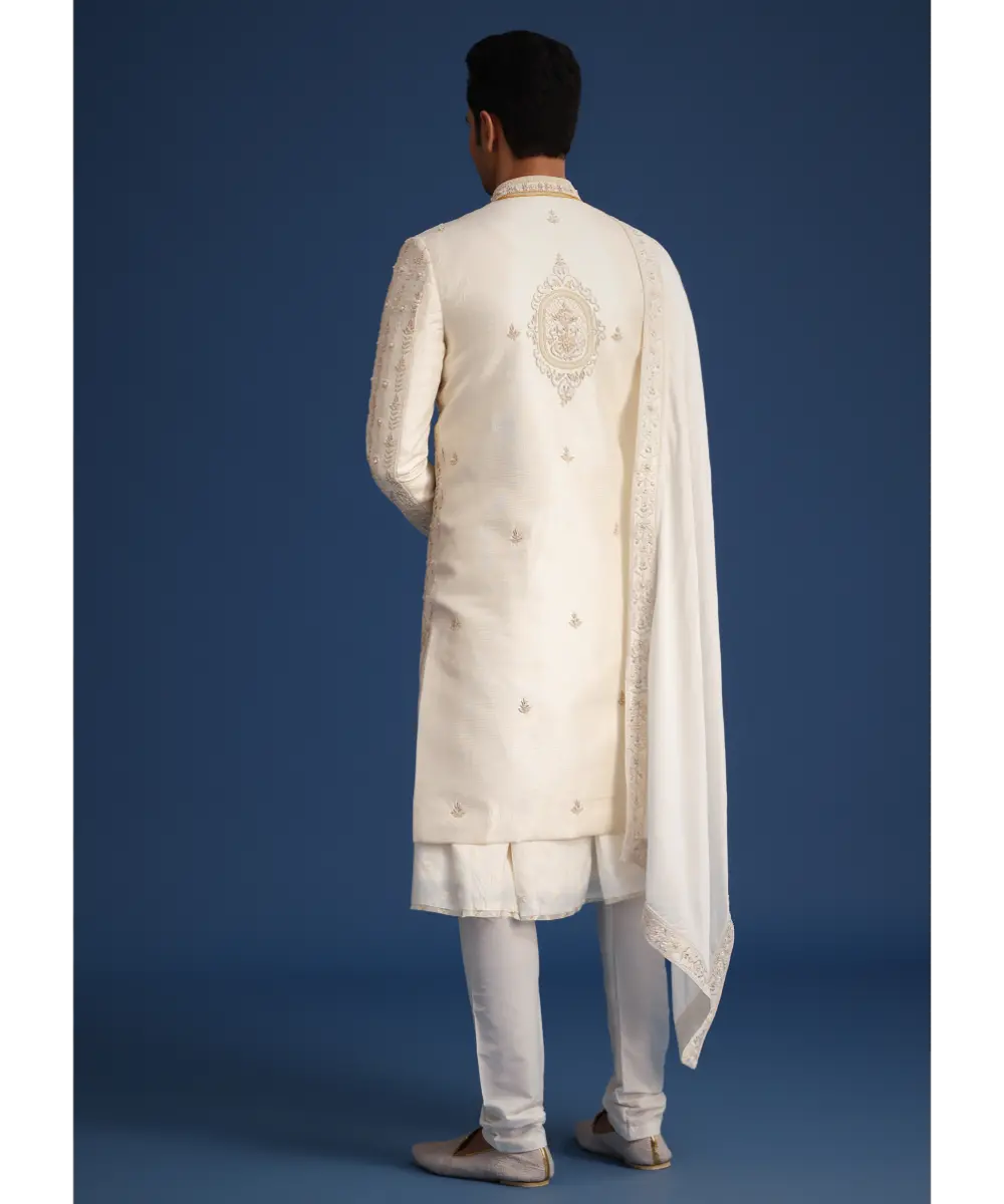 KALKI - Off White Silk Sherwani Set With Dupatta