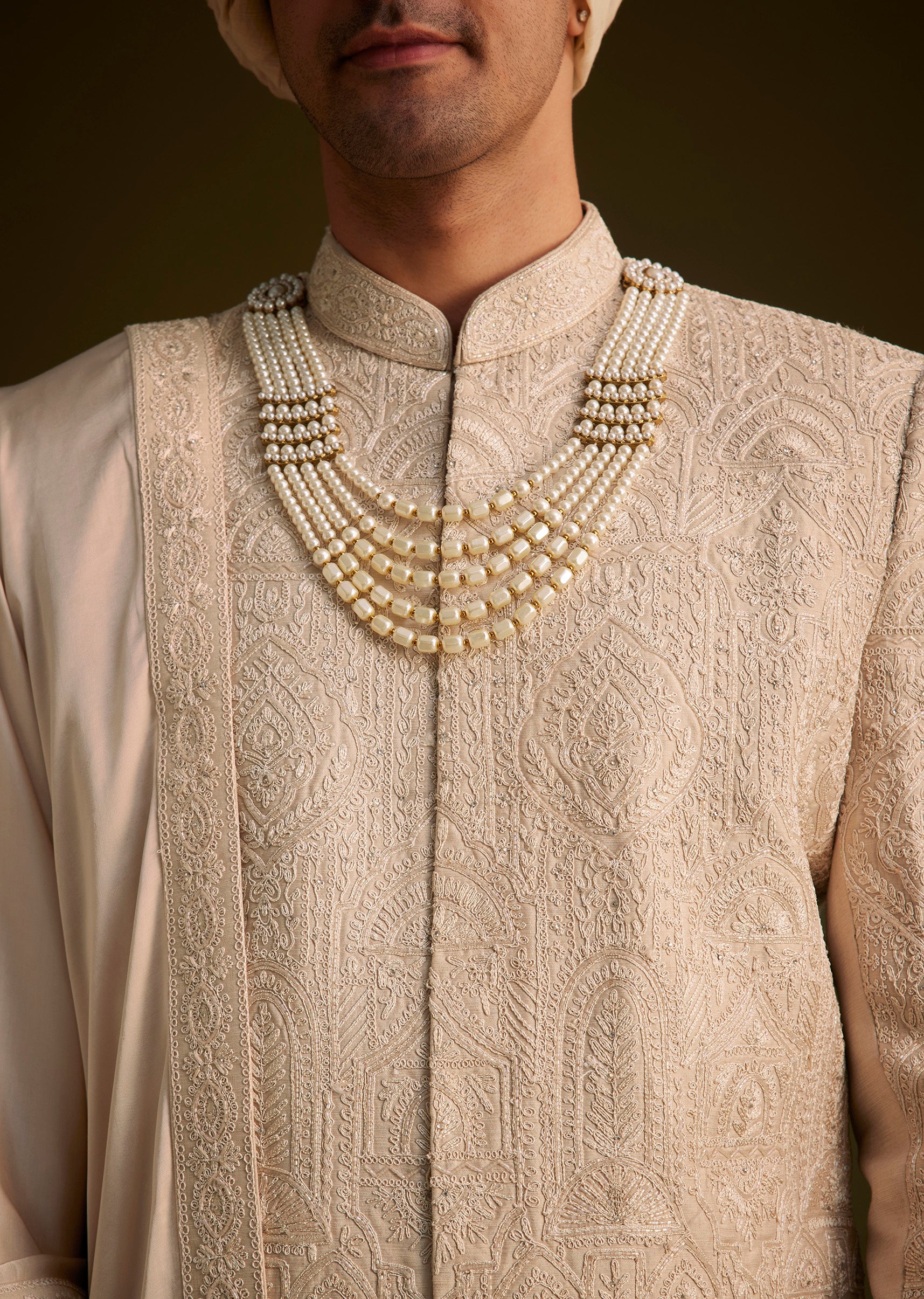 KALKI - Beige Zardosi Embroidered Sherwani With Dupatta
