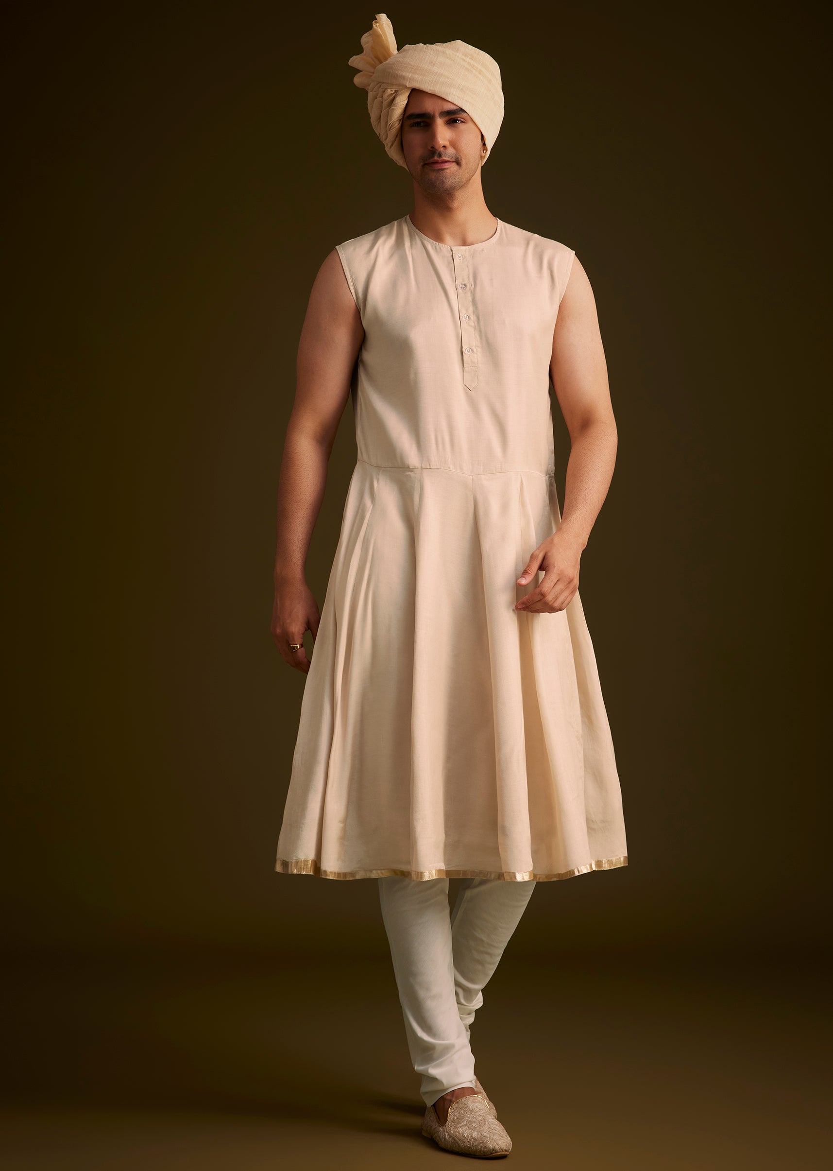 KALKI - Beige Zardosi Embroidered Sherwani With Dupatta