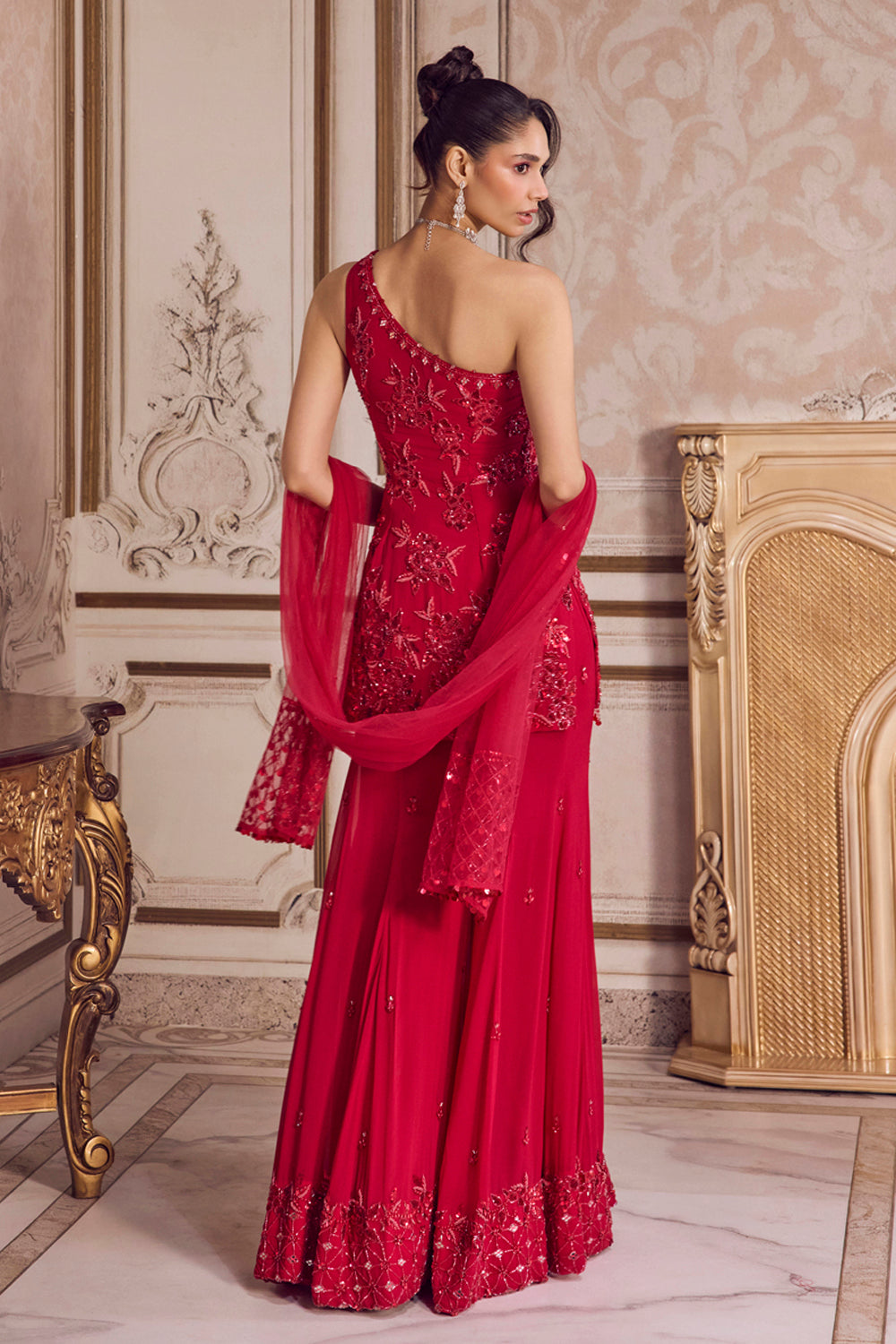 Sanya Gulati - Magenta One Shoulder Kurta and Pants Set from Param Sundari