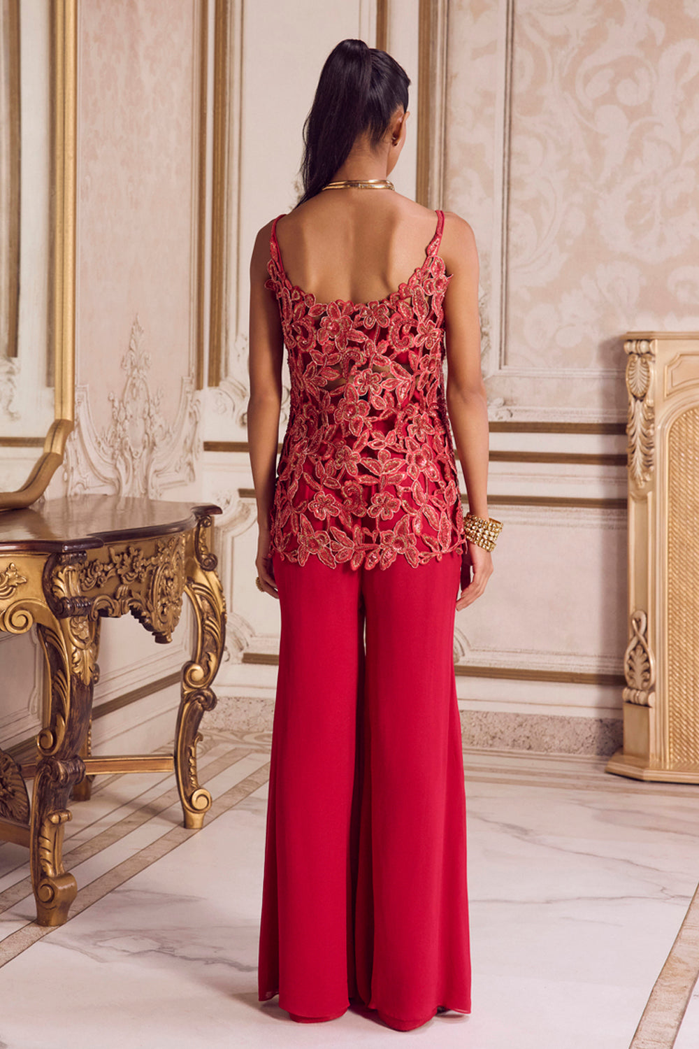 Sanya Gulati - Magenta Cut Work Kurta and Pants Set from Param Sundari