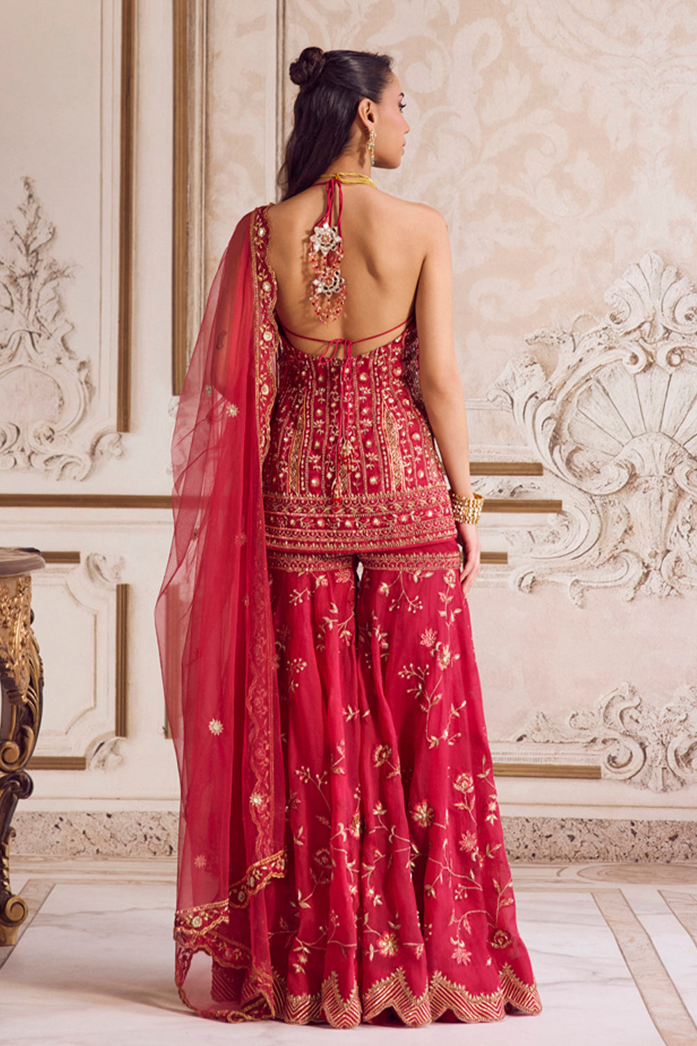 Sanya Gulati - Magenta Halter Neck Kurta and Sharara Set from Param Sundari