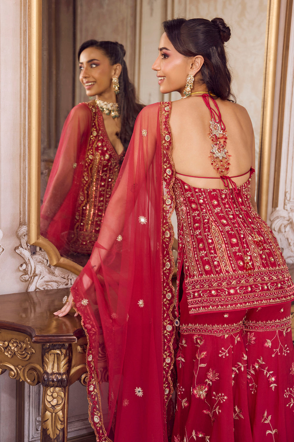 Sanya Gulati - Magenta Halter Neck Kurta and Sharara Set from Param Sundari