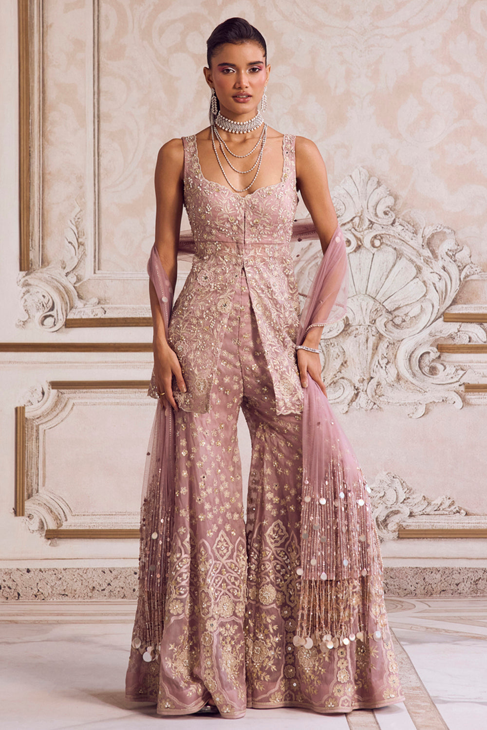 Sanya Gulati - Champagne Rose Peplum Set from Param Sundari
