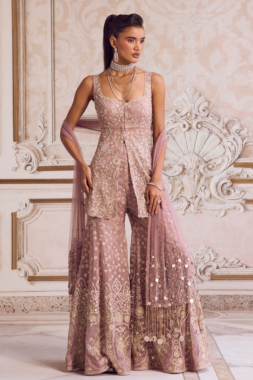 Sanya Gulati - Champagne Rose Peplum Set from Param Sundari