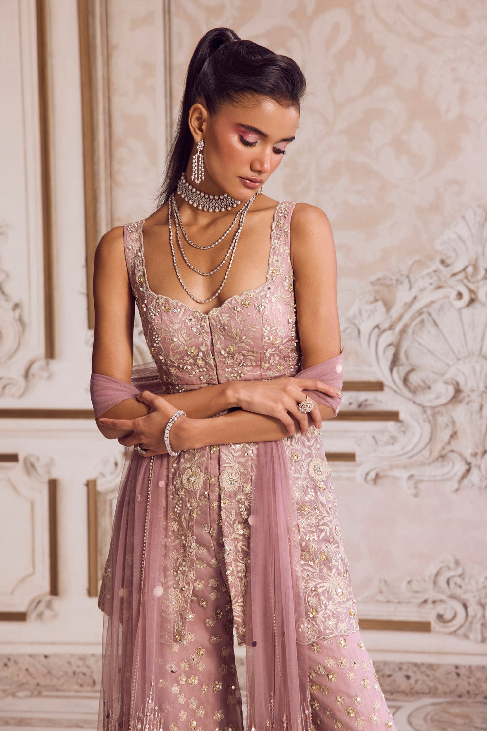 Sanya Gulati - Champagne Rose Peplum Set from Param Sundari